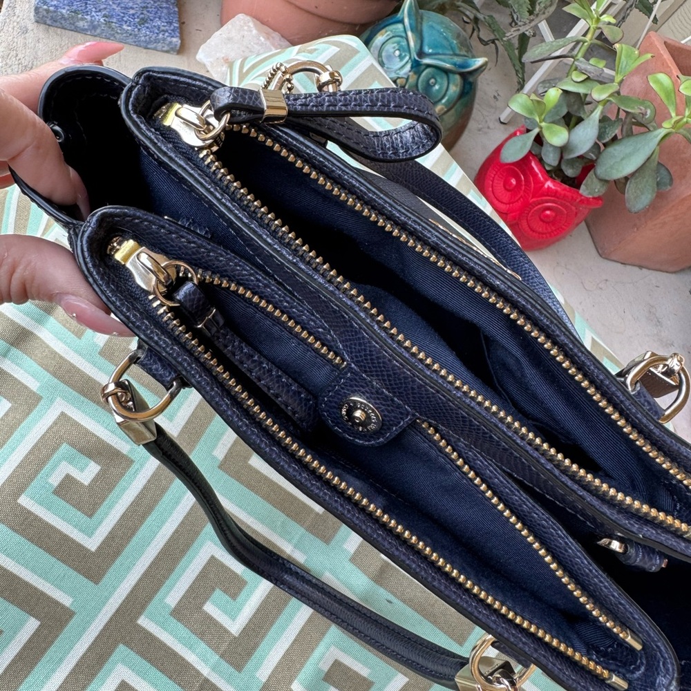 Coach Authentic Navy Leather Christie Carryall Mini Purse Handbag Minimalist Bag - Picture 4 of 10